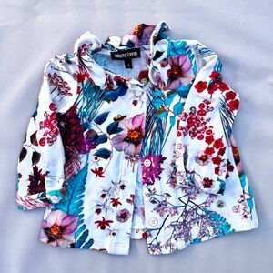 Roberto Cavalli Kids Floral Cardigan - White and Multicolor
